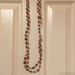 African Multicolor Extra Long Paper Bead Necklace